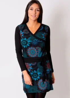 Fashion Coton Du Monde Robe en coton ceinturée GUADARRAMA imprimé fleuri