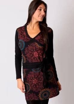 New Coton Du Monde Robe en coton ceinturée ORIZA motif mandalas