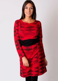 Shop Coton Du Monde Robe en coton ceinturée TALAMANCA Rouge