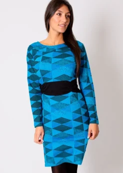 Online Coton Du Monde Robe en coton ceinturée TALAMANCA e Bleu