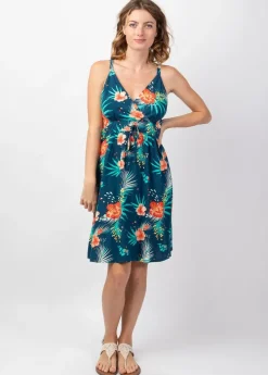Outlet Coton Du Monde Robe femme casual chic MOREA imprimé fleurs chatoyant Maui