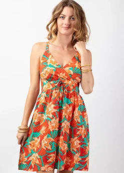 Cheap Coton Du Monde Robe femme été évasée fines bretelles MOREA imprimé floral moderne Summer