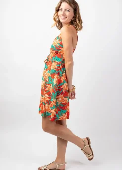 Cheap Coton Du Monde Robe femme été évasée fines bretelles MOREA imprimé floral moderne Summer