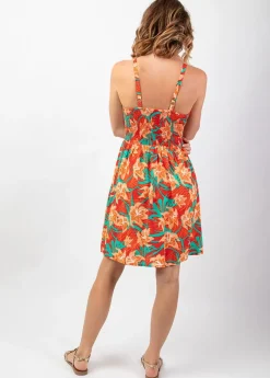 Cheap Coton Du Monde Robe femme été évasée fines bretelles MOREA imprimé floral moderne Summer