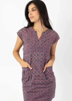 Outlet Coton Du Monde Robe légère en coton manches courtes ERIKA imprimé ethnique rose Lotus