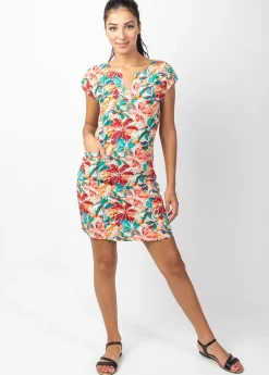 New Coton Du Monde Robe légère en coton manches courtes ERIKA imprimé fleuri Congo