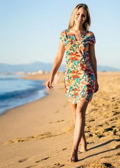 New Coton Du Monde Robe légère en coton manches courtes ERIKA imprimé fleuri Congo