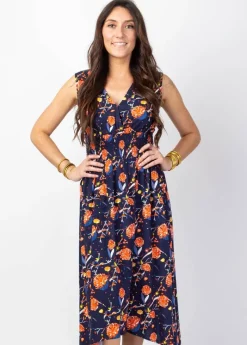 Cheap Coton Du Monde Robe longue asymétrique AMELIA motif fleurs Hanami