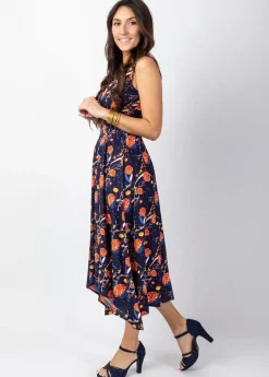 Cheap Coton Du Monde Robe longue asymétrique AMELIA motif fleurs Hanami