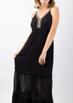 Sale Coton Du Monde Robe longue bohème chic tendance TIARA e Noir