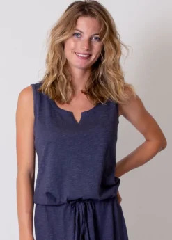 Cheap Coton Du Monde Robe longue en coton sans manches NADINE gris bleu Anthracite