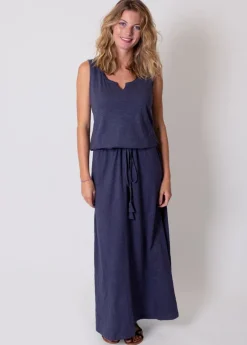 Cheap Coton Du Monde Robe longue en coton sans manches NADINE gris bleu Anthracite