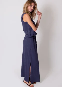 Cheap Coton Du Monde Robe longue en coton sans manches NADINE gris bleu Anthracite