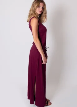Shop Coton Du Monde Robe longue en coton sans manches NADINE Grenat