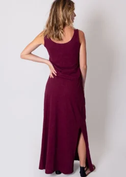 Shop Coton Du Monde Robe longue en coton sans manches NADINE Grenat
