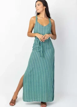 Clearance Coton Du Monde Robe longue ethnique MARISSA imprimé Alize Opal