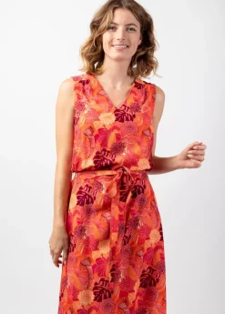 Discount Coton Du Monde Robe longue femme d'été lumineuse CAROLA sans manches fleurie Java