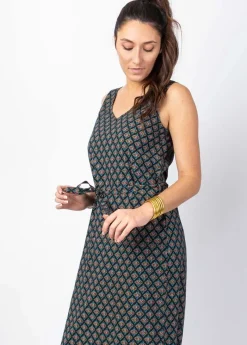 Online Coton Du Monde Robe longue fendue à larges bretelles SAVANA imprimé ethnique Aztec