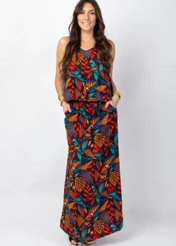 Discount Coton Du Monde Robe longue fendue ASSILIA imprimé exotique Ara