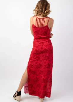 Shop Coton Du Monde Robe longue fendue LAETITIA imprimé fleuri lumineux Rumba