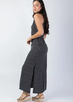 Clearance Coton Du Monde Robe longue fines bretelles LAETITIA imprimé ethnique noir 38 Noir