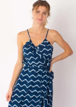 Fashion Coton Du Monde Robe longue fines bretelles SACHA tie and dye marine Tie&Dye Marine