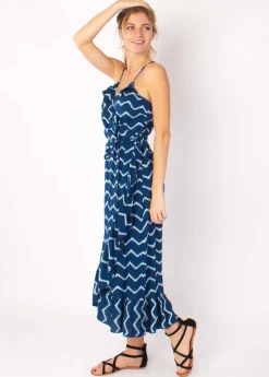 Fashion Coton Du Monde Robe longue fines bretelles SACHA tie and dye marine Tie&Dye Marine