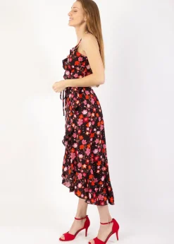 Best Sale Coton Du Monde Robe longue fines bretelles SACHA imprimé fleurs de cerisiers noir Cherry Noir