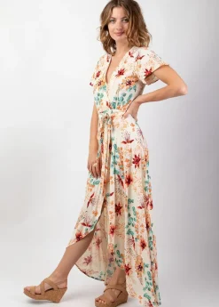 Cheap Coton Du Monde Robe longue fluide cache-coeur SAKURA imprimé fleurs romantique Garden