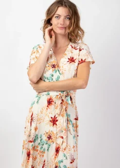 Cheap Coton Du Monde Robe longue fluide cache-coeur SAKURA imprimé fleurs romantique Garden