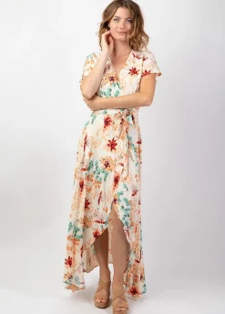 Cheap Coton Du Monde Robe longue fluide cache-coeur SAKURA imprimé fleurs romantique Garden