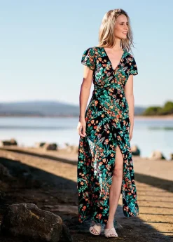 Hot Coton Du Monde Robe longue fluide et légère MARBELLA imprimé fleuri coloré Jaipur