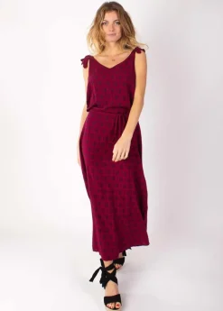 New Coton Du Monde Robe longue fluide LUDMILLA imprimé ethnique prune 12 Prune