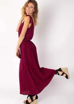 New Coton Du Monde Robe longue fluide LUDMILLA imprimé ethnique prune 12 Prune