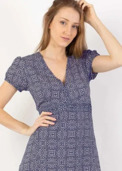 Best Coton Du Monde Robe longue fluide MARBELLA imprimé ethnique 32 Marine