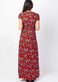 Best Coton Du Monde Robe longue fluide MARBELLA imprimé fleuri rouge Poppies