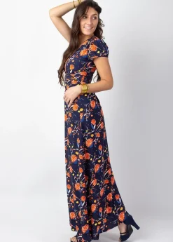 Flash Sale Coton Du Monde Robe longue fluide MARBELLA imprimé fleuri marine Hanami