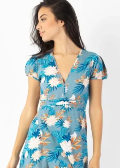 Sale Coton Du Monde Robe longue fluide MARBELLA imprimé exotique Exotique Gris