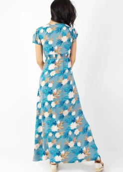 Sale Coton Du Monde Robe longue fluide MARBELLA imprimé exotique Exotique Gris