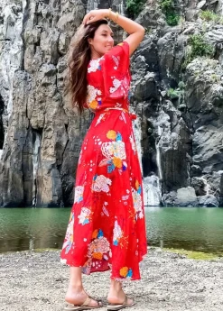 Hot Coton Du Monde Robe longue SAKURA bohème imprimé fleuri Volupte