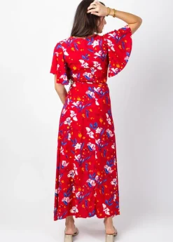 Flash Sale Coton Du Monde Robe longue SAKURA bohème imprimé fleuri rouge Pétale