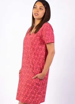 Online Coton Du Monde Robe manches courtes en coton CLAUDIA imprimé ethnique rouge 7 Rouge