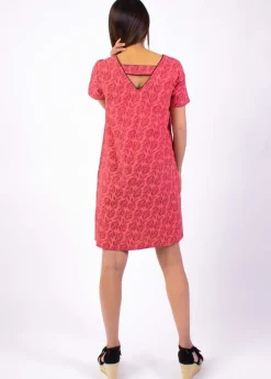 Online Coton Du Monde Robe manches courtes en coton CLAUDIA imprimé ethnique rouge 7 Rouge