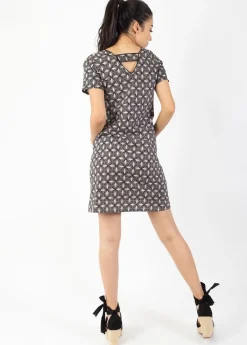 Cheap Coton Du Monde Robe manches courtes en coton CLAUDIA imprimé ethnique Papyrus