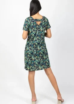 Cheap Coton Du Monde Robe manches courtes en coton CLAUDIA imprimé tropical Toscane