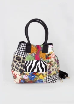 Cheap Coton Du Monde Sac à main bourse ETERNA patchwork Noir