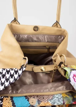 Store Coton Du Monde Sac à main bourse ETERNA patchwork noir Beige