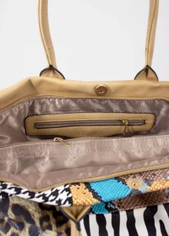 Store Coton Du Monde Sac à main bourse ETERNA patchwork noir Beige