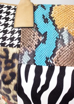 Store Coton Du Monde Sac à main bourse ETERNA patchwork noir Beige