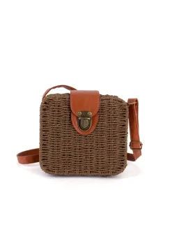 Store Coton Du Monde Sac en bandoulière tressé LOINA Marron
